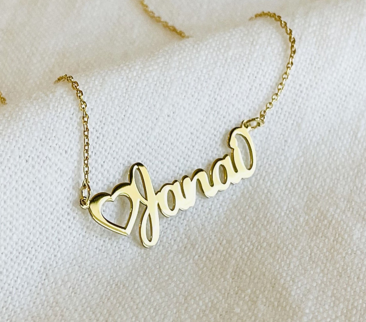 Personalized Heart + Name Necklace( 18k Gold Plated Sterling Silver, & Rose Gold Plated Sterling Silver, and Sterling Silver