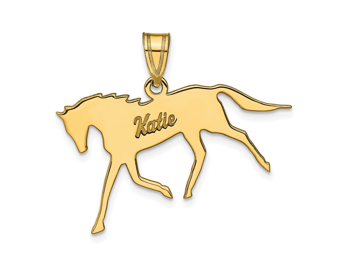 Personalized Horse Name Pendant Polished Finish - Gift Box Included