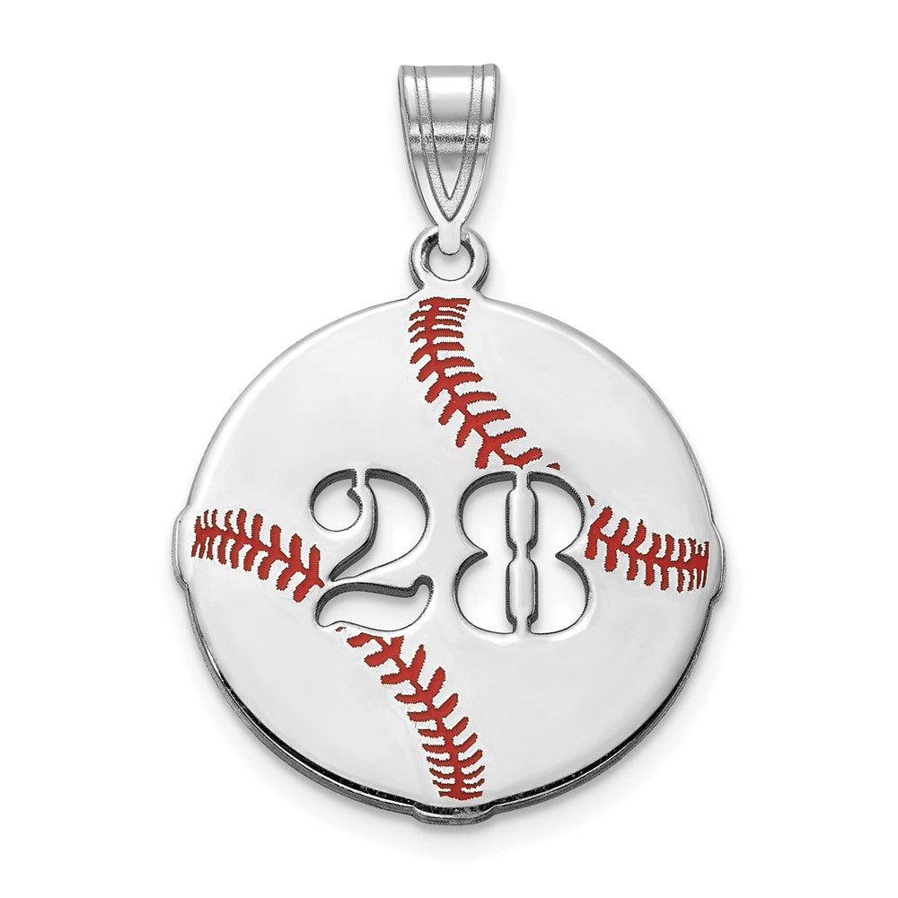 Baseball or Softball Number Cut Out Pendant With Necklace in Sterling Silver , Gold Plated Silver or 10k Gold