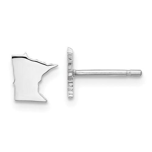 Minnesota Tiny State Stud Earrings - All States Available in Sterling Silver or 14k Yellow or White Gold - Tiny & Beautiful Minnesota Studs