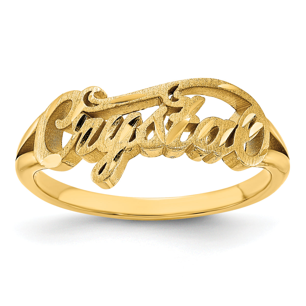 Cursive Name Ring - Available in Gold Plated, Sterling Silver, Rose Gold Plated) Casted High Polish Name Ring, Size 5 to 9