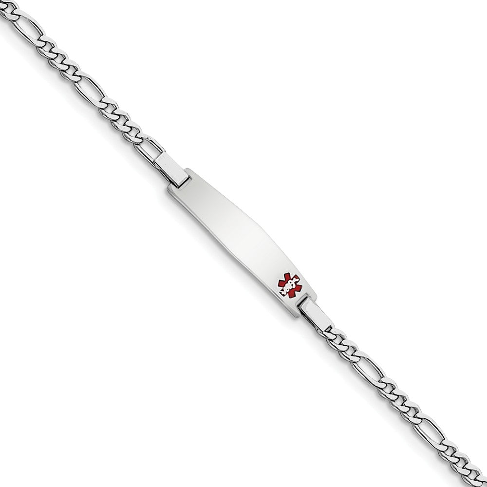 Sterling Silver Children's Medical ID Bracelet w/Figaro ID Bracelet 6 inches (Up to 8 Characters)