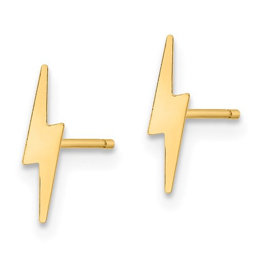 14k Yellow Gold Lightening Bolt Earrings 10mm x 3mm / Gift Box Included / Made in USA /  Gold bolt Earrings / Child and Adult Size