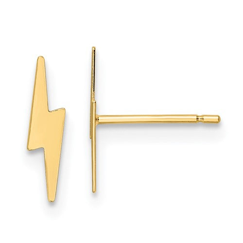 14K Yellow Gold Lightning Bolt Flash Stud Tiny Small Dainty Earrings w –  Art and Molly