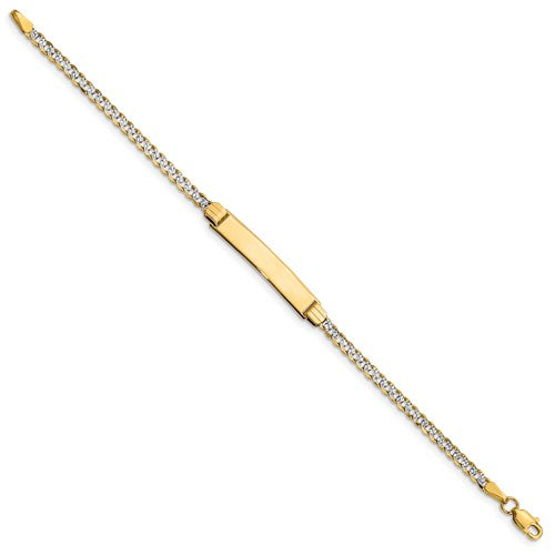 14K Two Tone Pave Curb Link ID Child Bracelet, 6 inches (Up to 8 characters)