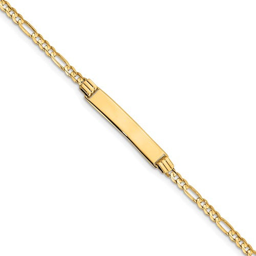 14k Yellow Gold Figaro Link Child ID Bracelet 6 inches - 5mm wide - FREE ENGRAVING (8 Characters)