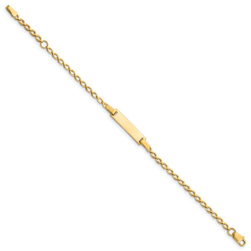 14k Yellow Gold Polished Baby ID Bracelet 6 inches - 5mm in width FREE ENGRAVING (Up to 7 Characters)