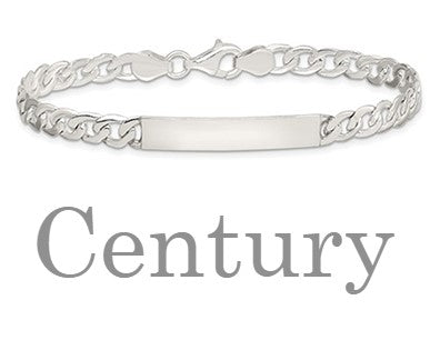 Solid Sterling Silver Personalized Child & Adult size ID Plate Curb Link 5mm Bracelet 6 inch & 7.25 inch