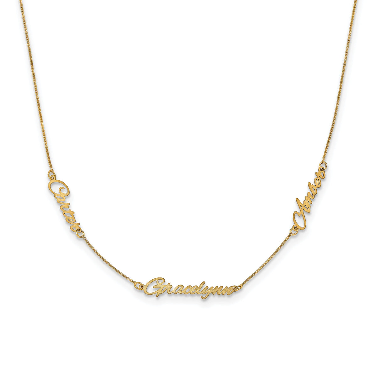 3 Name Necklace - Sterling Silver Gold Plated Silver 10k & 14k Polished Finish ( 9 Characters) Gift Box Included