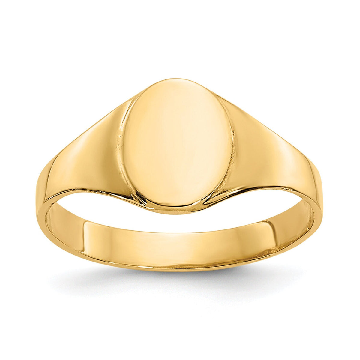 Children's 14k Yellow Gold Engravable Oval Baby Signet Ring ( 1 Character ) SIZE 1-3 Gift Box Included