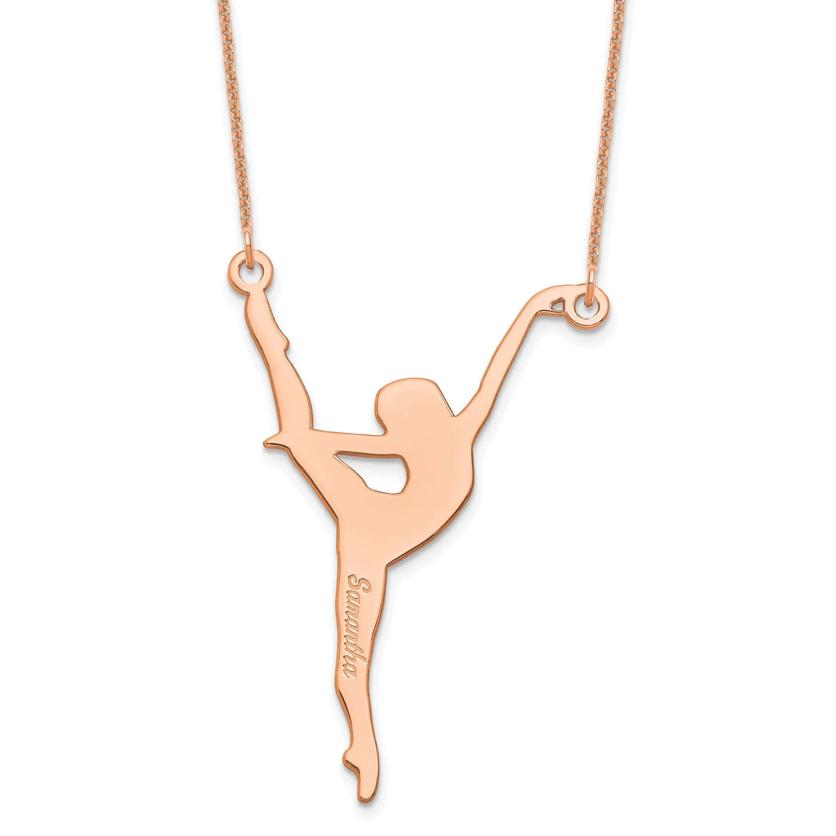Personalized Ballet Name Necklace in Sterling Silver, 10k, or 14k Gold Chain Length 16, 18, & 20 Inches (1.5 inches Tall) Dancer Necklace
