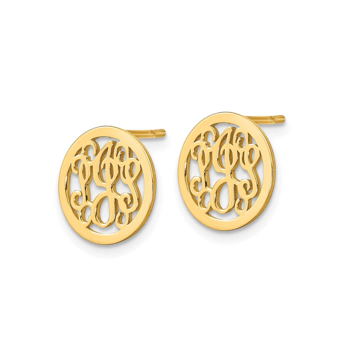 Personalized Monogram Circle Post Earrings Available in Sterling Silver Gold Plated Silver & 14k Gold - Gift Box Included Made in USA