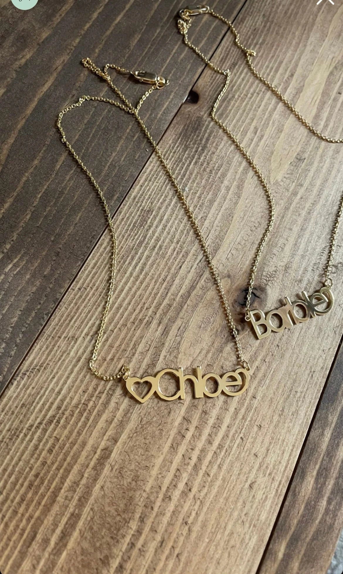 Personalized Name Necklace with Heart in Sterling Silver Gold Plated SterlingSilver & 10k Yellow Gold and White Gold Gift Box Included