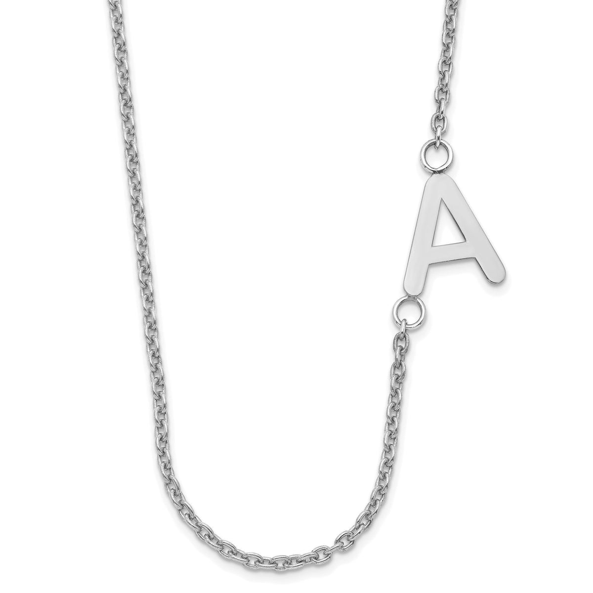 Offset Initial Necklace with Bold Letter Sterling Silver & 10k and 14k Yellow White and Rose Gold Gift Box Included