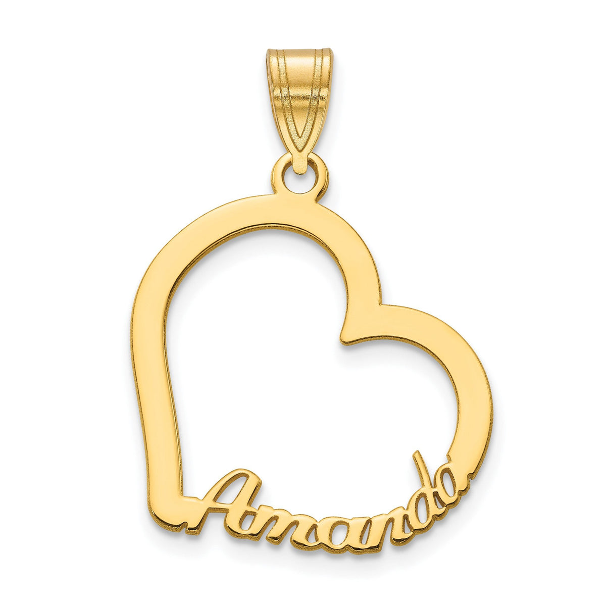 Personalized Open Heart Name Necklace in Sterling Silver, 10k, or 14k Gold Chain Length 16, 18, & 20 Inches (1 inches Tall) Heart Pendant
