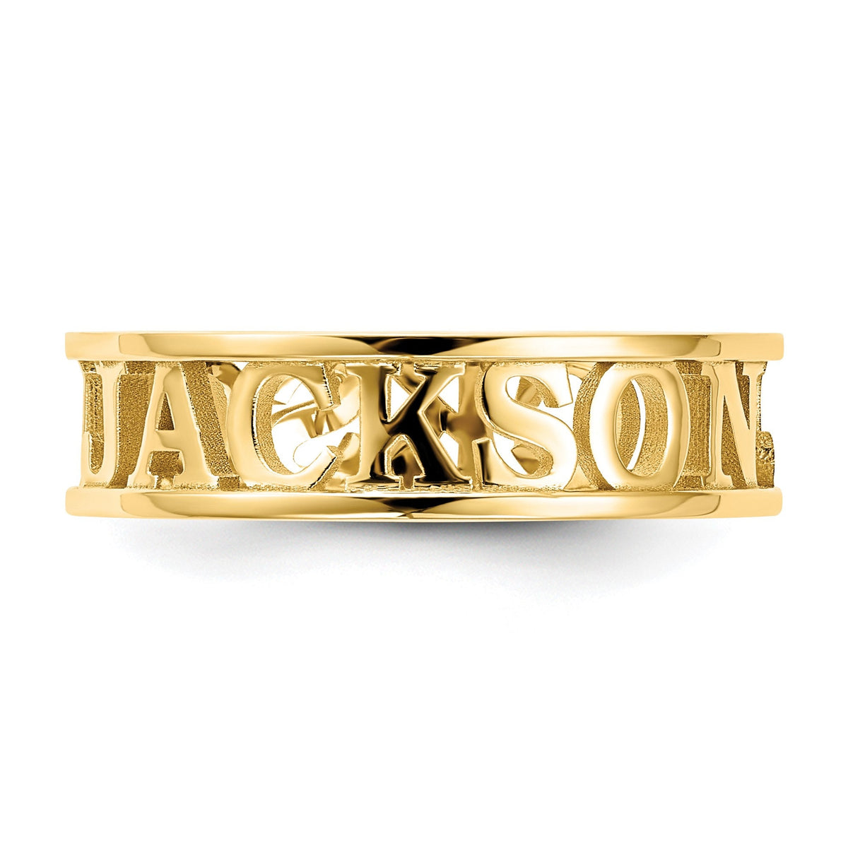 Personalized Name Ring Available in 10k Yellow Gold, 10k White Gold, Sterling Silver or Gold Plated Silver Gift Box Included Ring Sizes 8-12