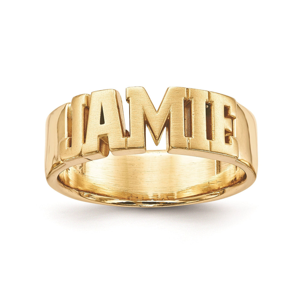 Personalized Name Ring 10k Yellow Gold, 10k White Gold, Sterling Silver Gift Box Included Ring Sizes 5-12 Metal Weight 12.2 Grams