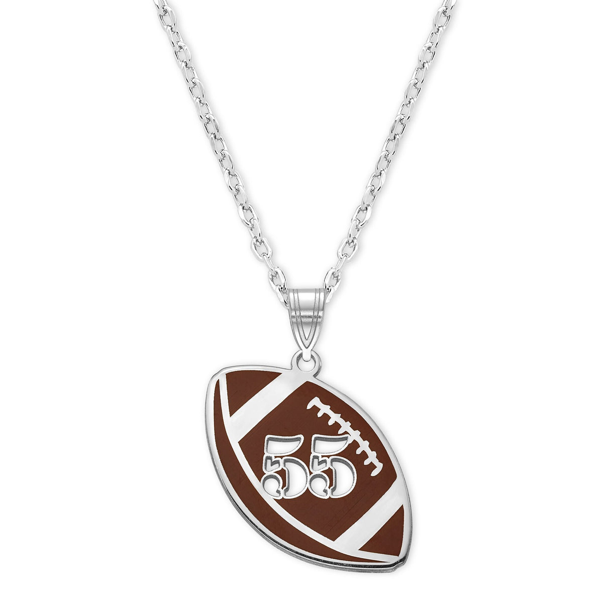 Football Number Cut Out Pendant With Necklace in Sterling Silver , Gold Plated Silver or 10k Gold