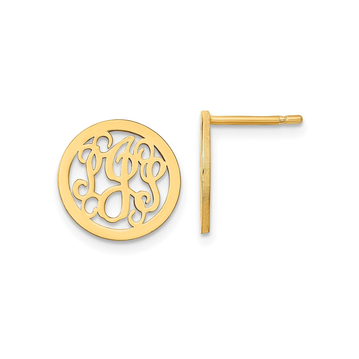 Personalized Monogram Circle Post Earrings Available in Sterling Silver Gold Plated Silver & 14k Gold - Gift Box Included Made in USA
