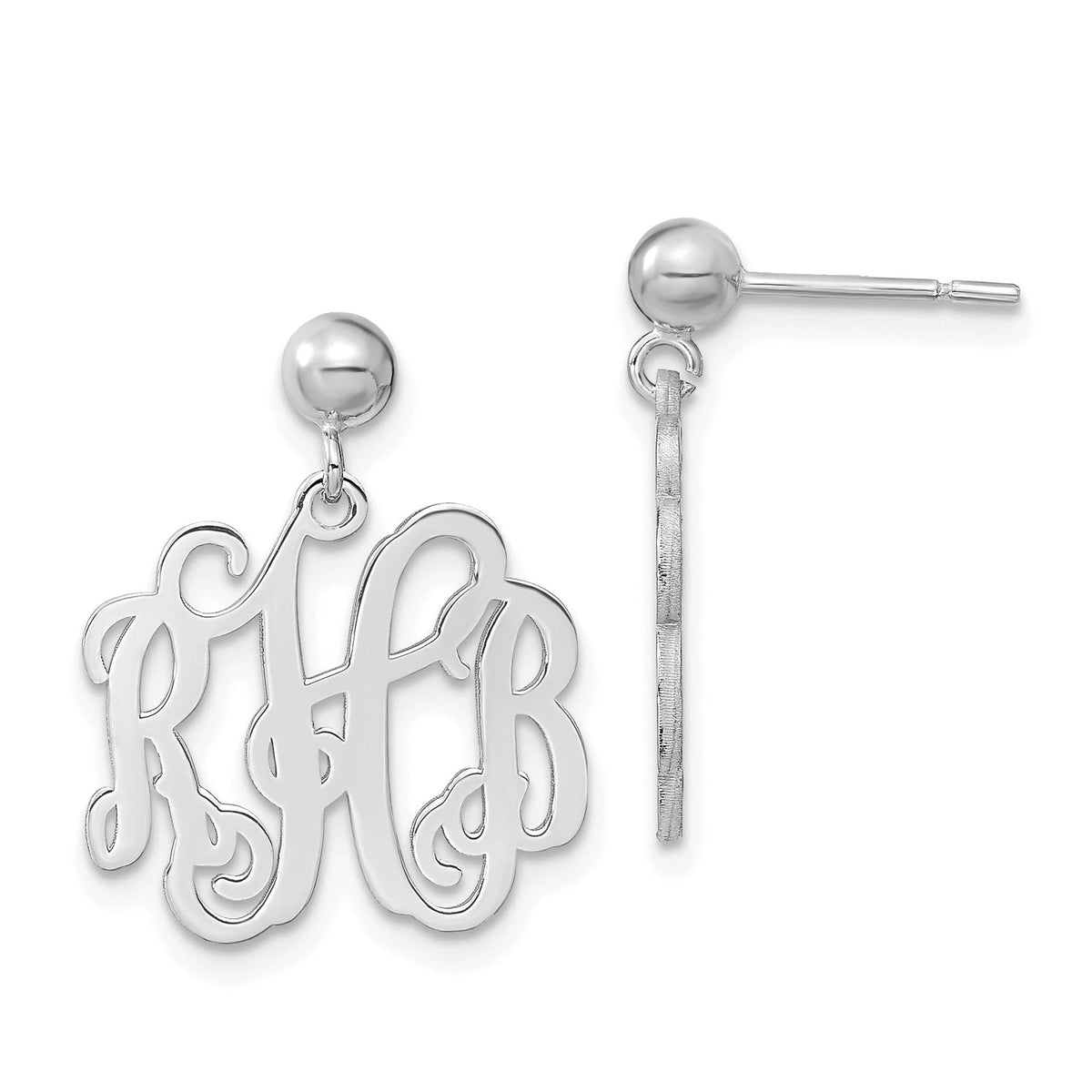 Personalized Monogram Dangle Earrings Available in Sterling Silver Gold Plated Silver & 14k Gold - Gift Box Included Made in USA