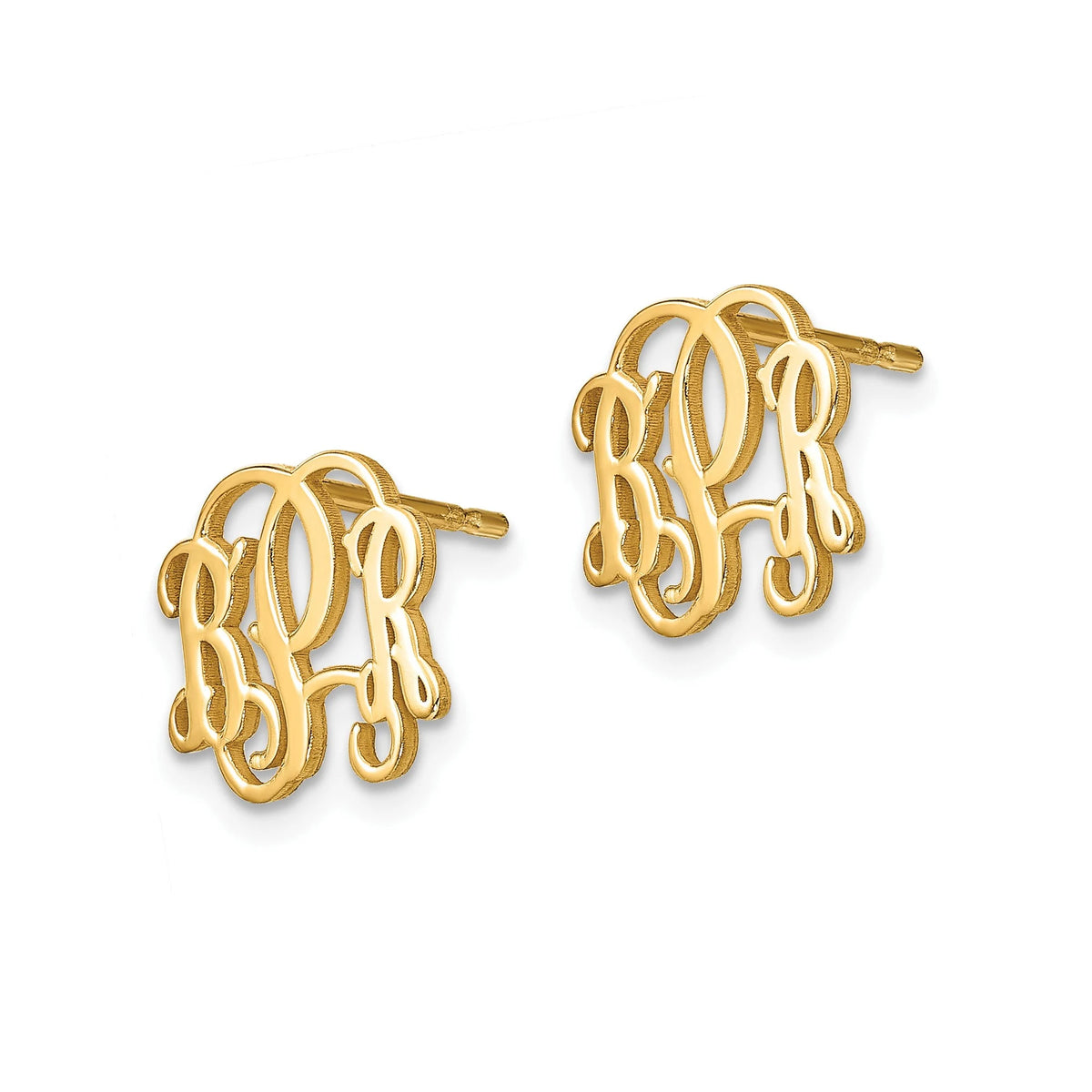 Personalized Monogram Stud Earrings Available in Sterling Silver Gold Plated Silver & 14k Gold - Gift Box Included Made in USA