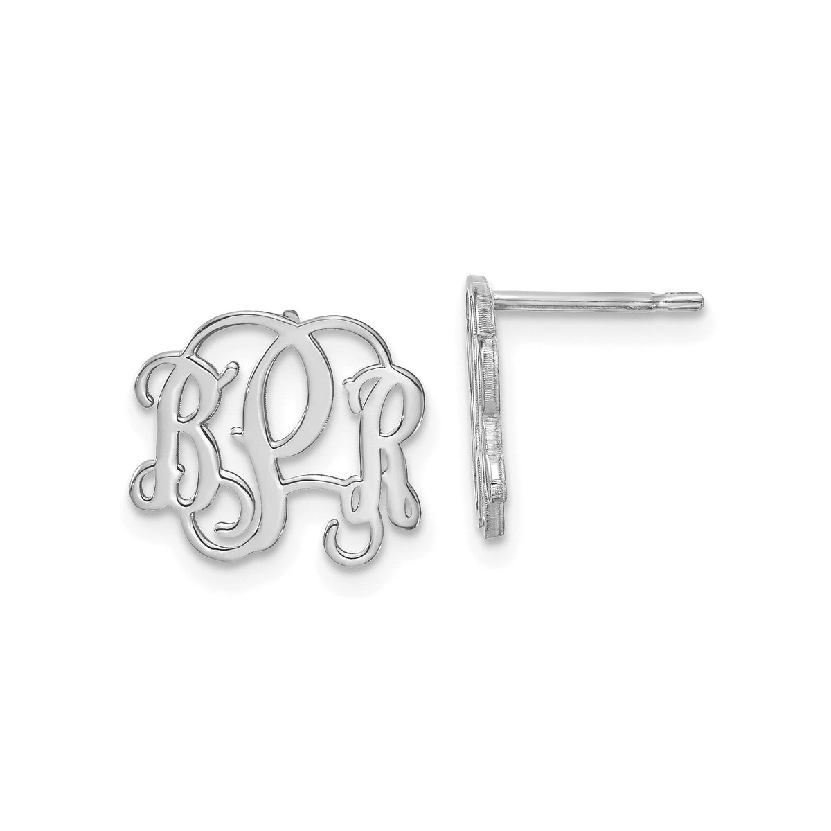 Personalized Monogram Stud Earrings Available in Sterling Silver Gold Plated Silver & 14k Gold - Gift Box Included Made in USA