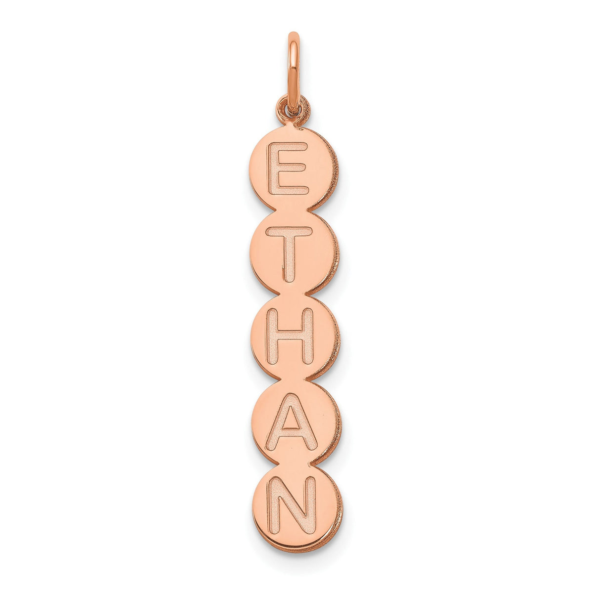 Personalized Bubble Letter Vertical Pendant Up to 9 Letters Sterling Silver Gold Plated Silver Rose Gold 10k & 14k Gift Box Included