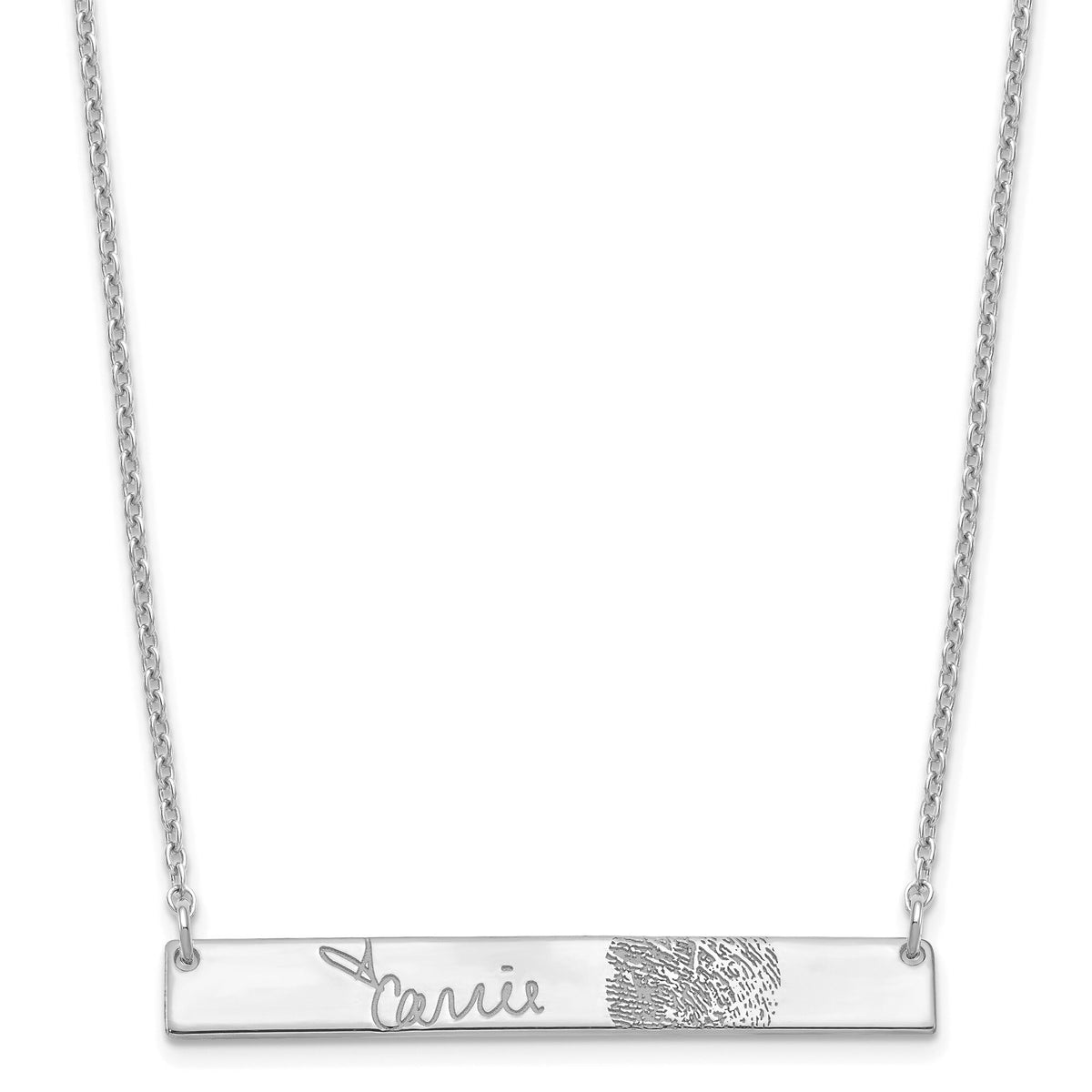 Custom Fingerprint and Signature Nameplate w/ Necklace in Sterling Silver ,Gold Plated Sterling Silver , or 10k Gold -Gift Box Included