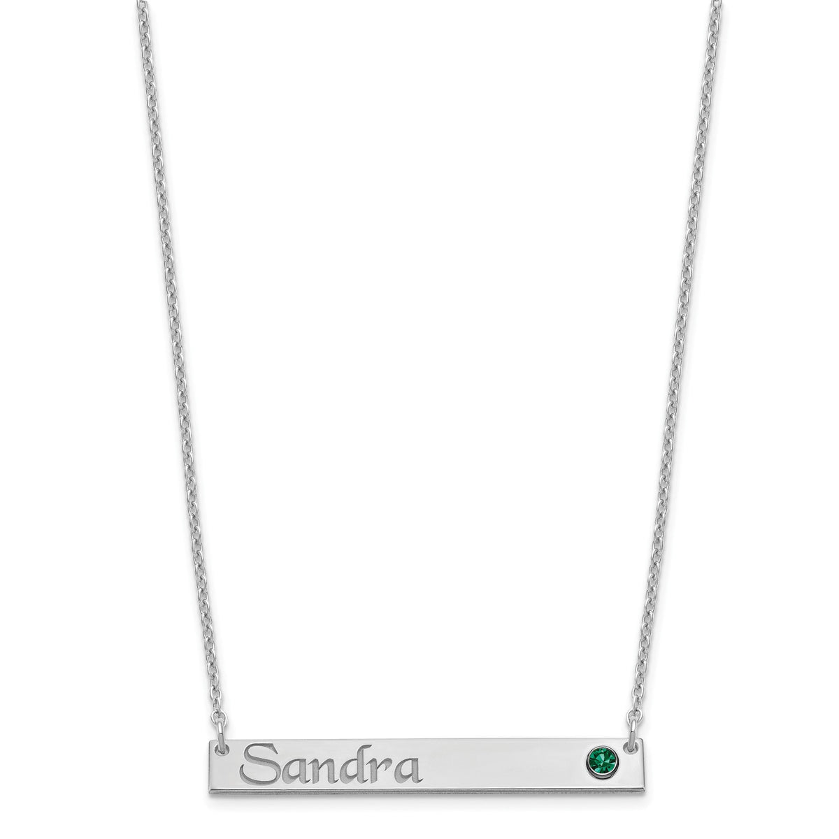 Bar Nameplate and Birthstone Necklace Solid Sterling Silver , Gold Plated Silver , Rose Gold Plated & 10k Gold Gift Box Included