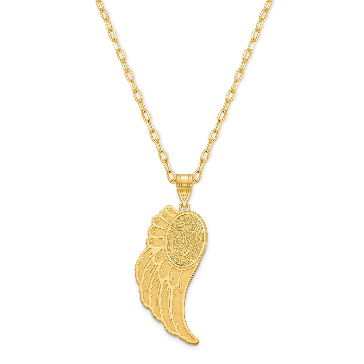 Personalized Angel Wing Fingerprint Pendant with Necklace - Gift Box Included - Made in USA