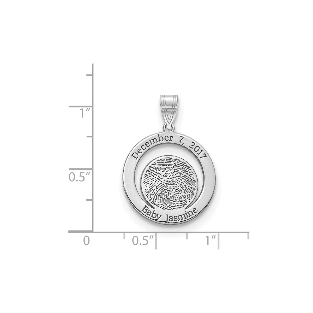 Personalized Baby Fingerprint & Birthdate Pendant with Necklace - Gift Box Included - Made in USA