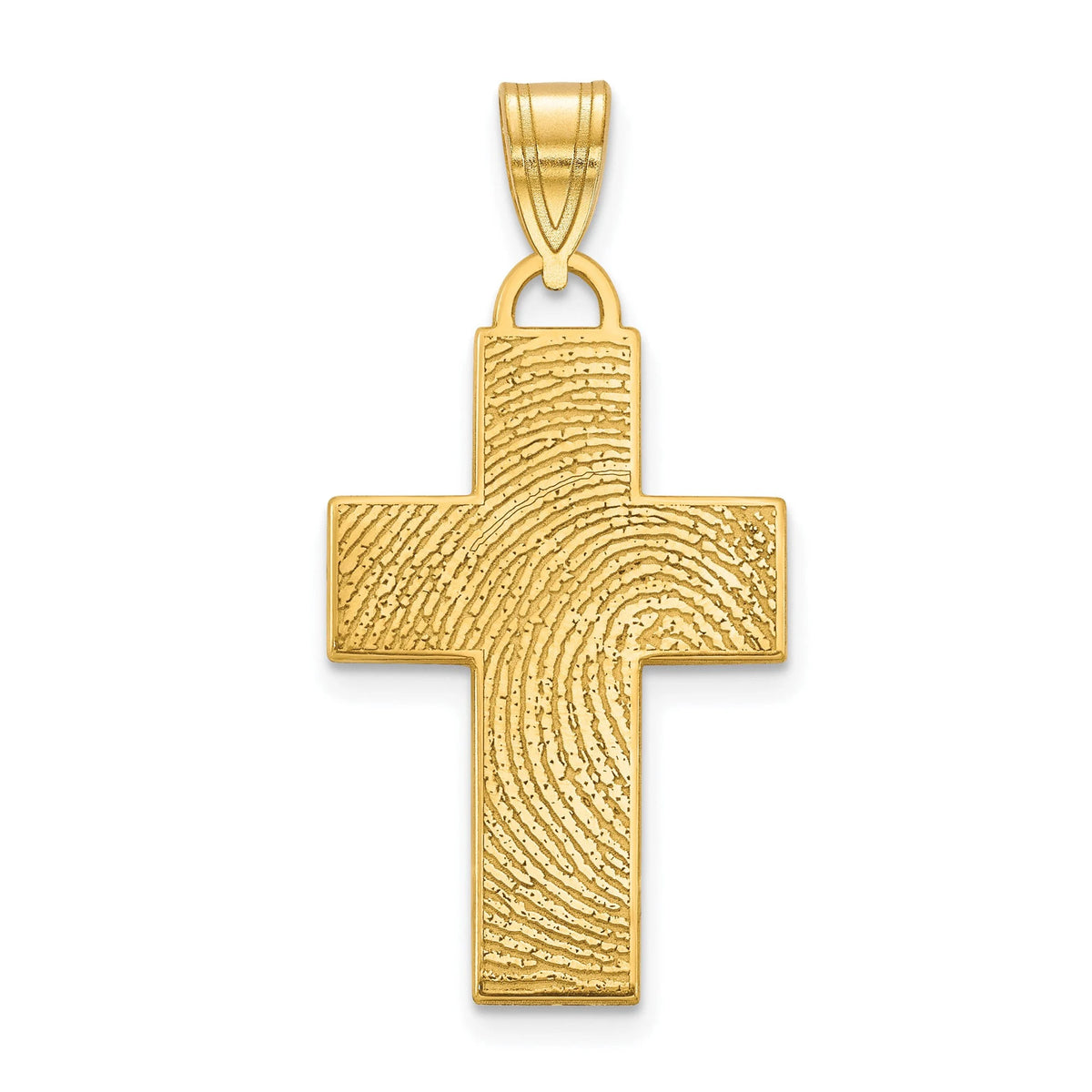 Fingerprint Cross  with Necklace in Sterling Silver or Gold Plated Sterling Silver - Gift Box Included - Made in USA (Cross 1 inch Long)