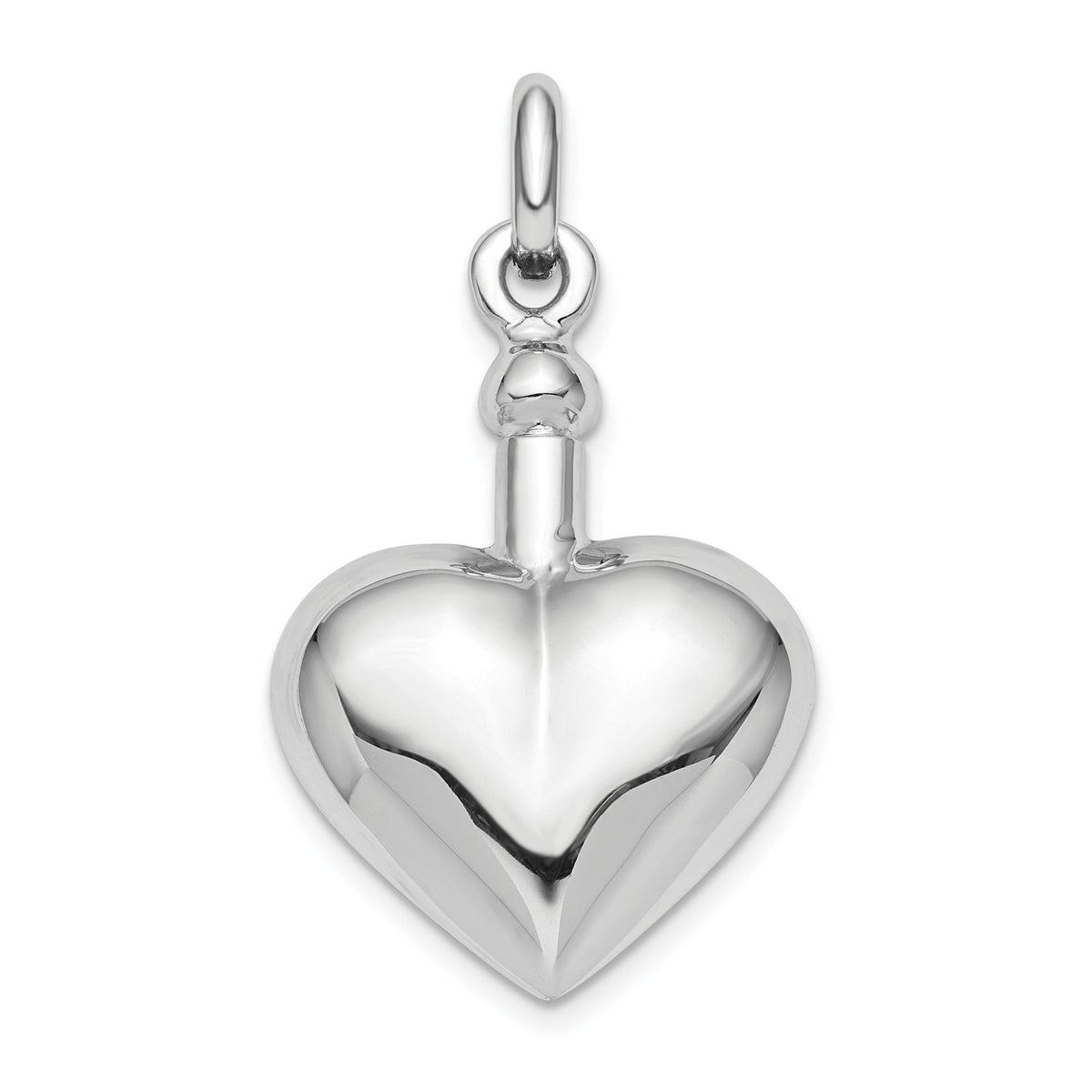 Sterling Silver Polished Screw Top Heart Ash Holder Pendant Human Ashes or Pet Ashes - Gift Box Included