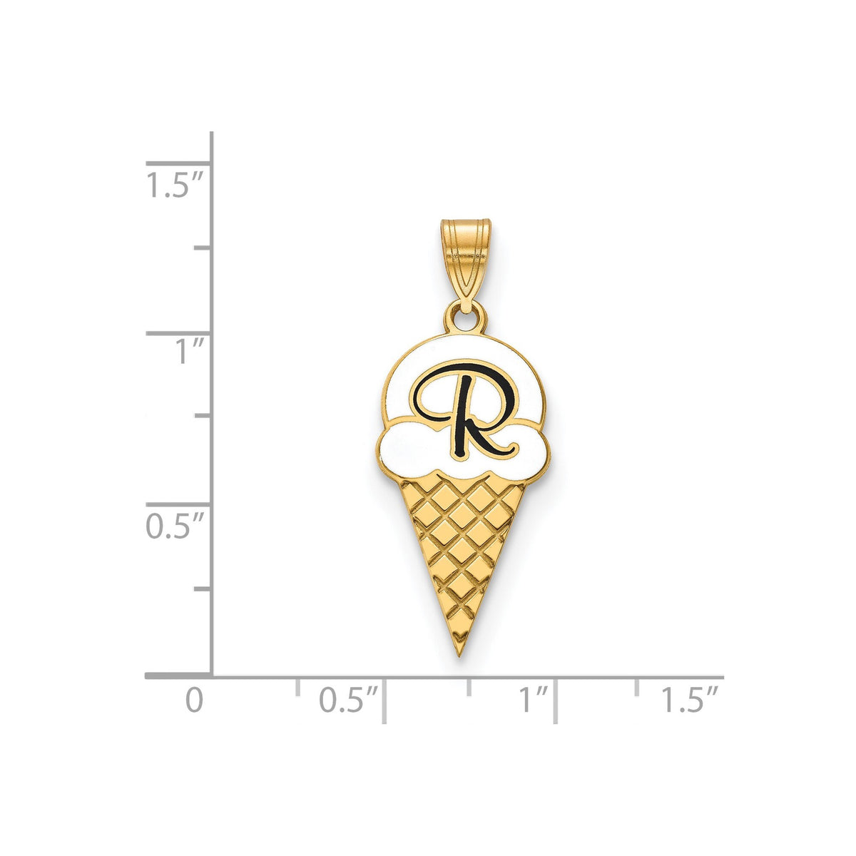 Personalized Ice Cream Cone Pendant with Necklace in Sterling Silver or Gold Plated Sterling Silver - Gift Box Included - Made in USA