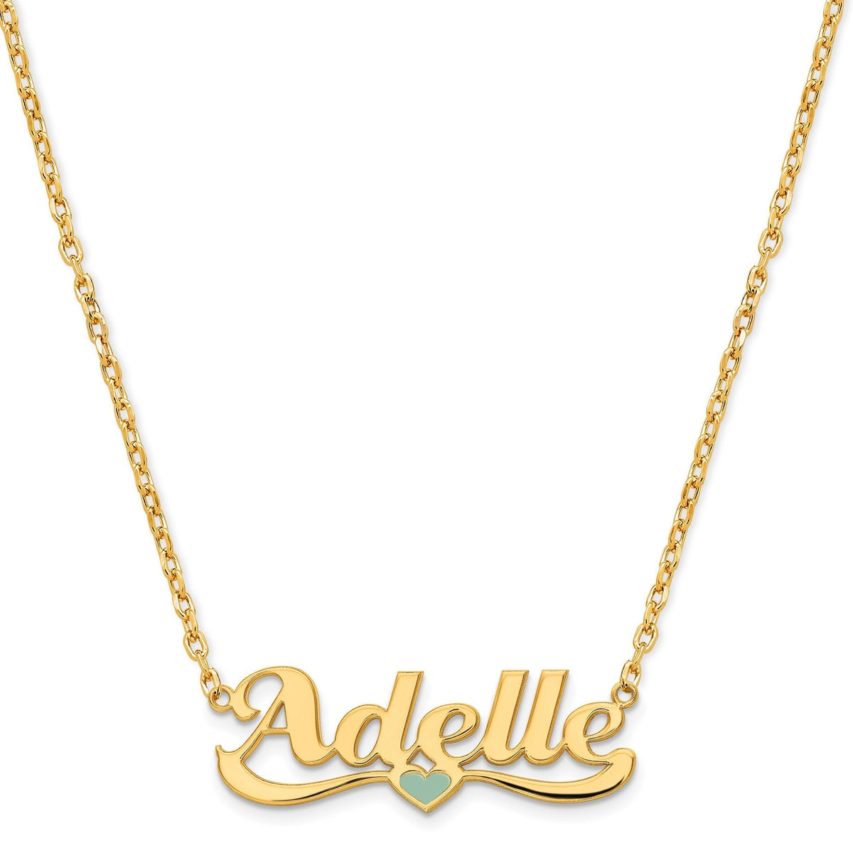 Personalized Name Pendant with Heart Epoxy Necklace (Multiple Colors Available) Gift Box Included (1.25 inches Wide)
