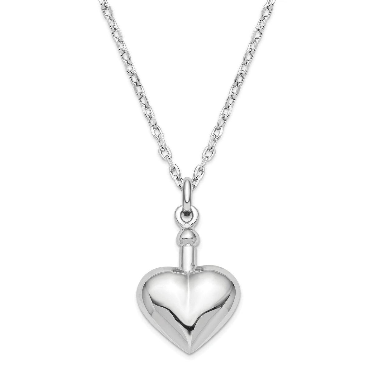 Sterling Silver Polished Screw Top Heart Ash Holder Pendant Human Ashes or Pet Ashes - Gift Box Included