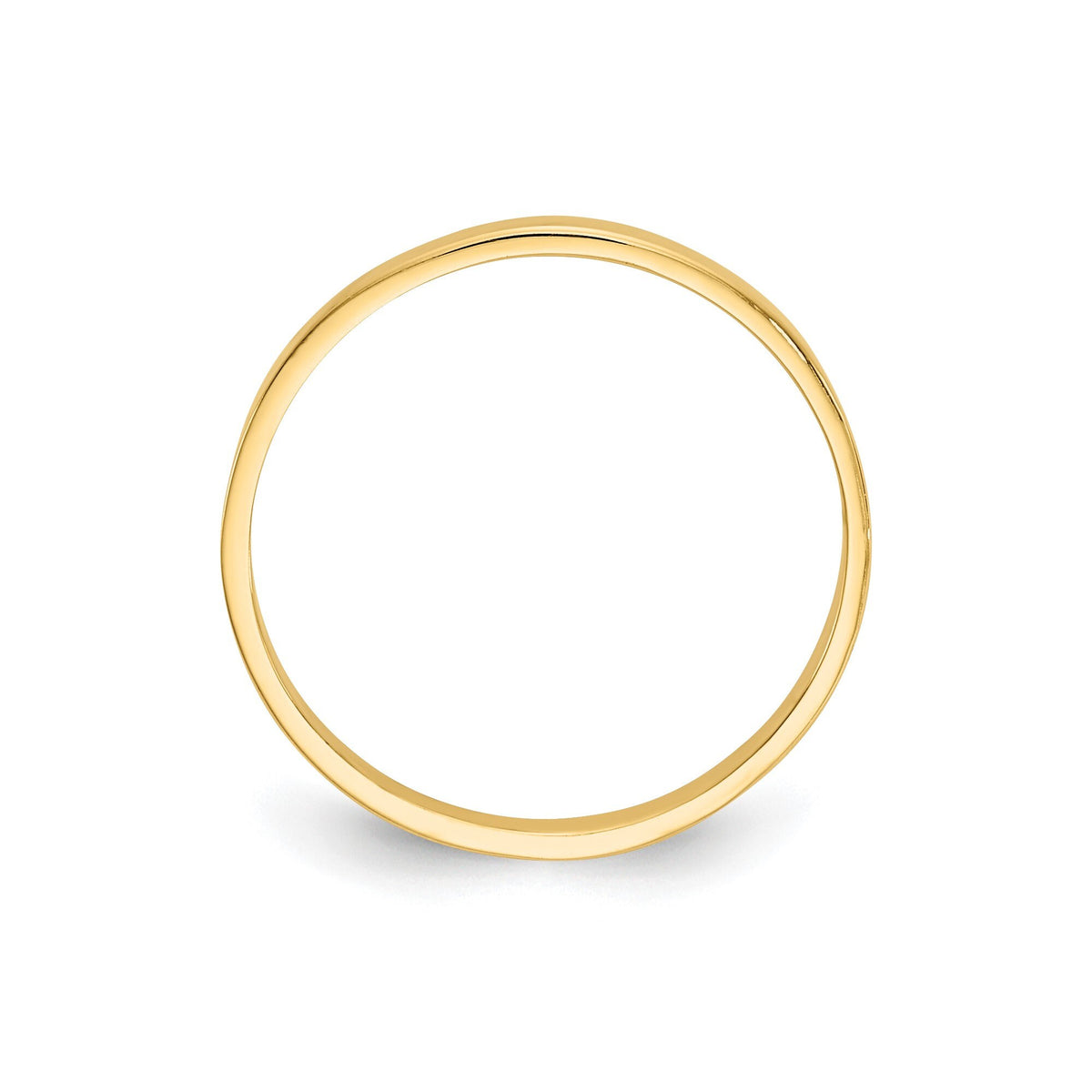 14k Yellow Gold Flat High Polished 1mm Ring Baby to Toddler/ Band Size 1- 4 (1-5 year olds) Toddler Size Children's Ring Band with Heart