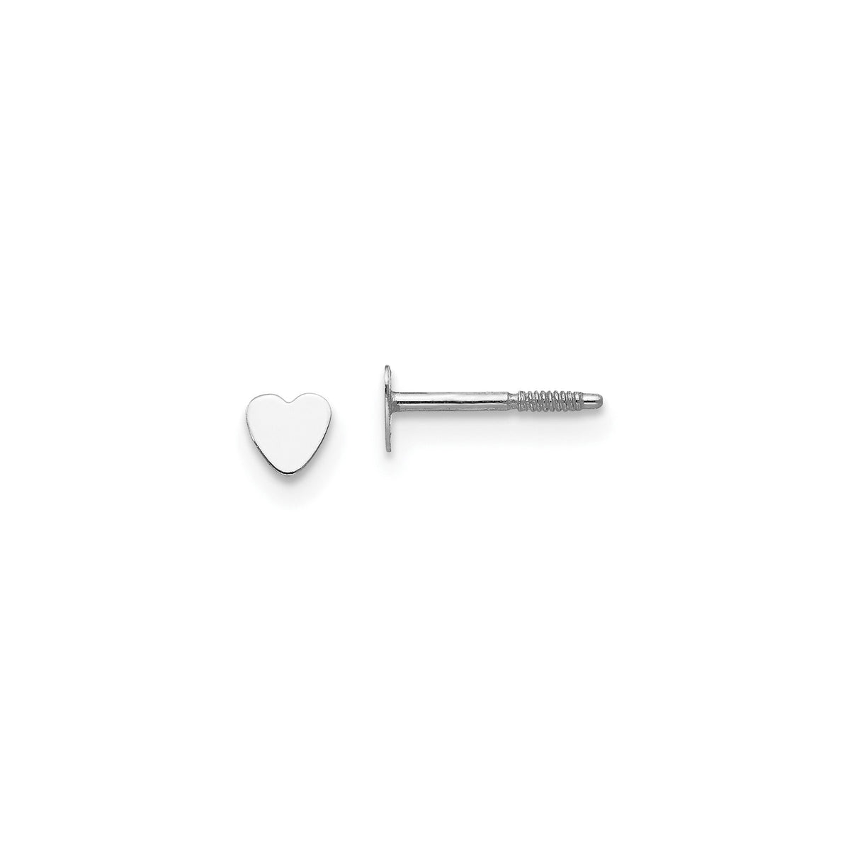 14k White Gold Tiny Heart Baby Post Earrings with Gift Box Included Toddler Earrings Infant Size