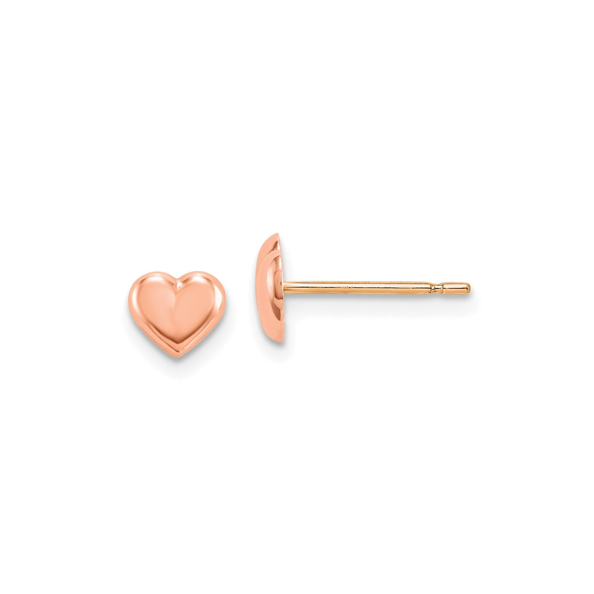 14k Rose Gold Baby / Toddler Heart Earrings 6x7mm Gift Box Included Made in USA Children Heart Earrings