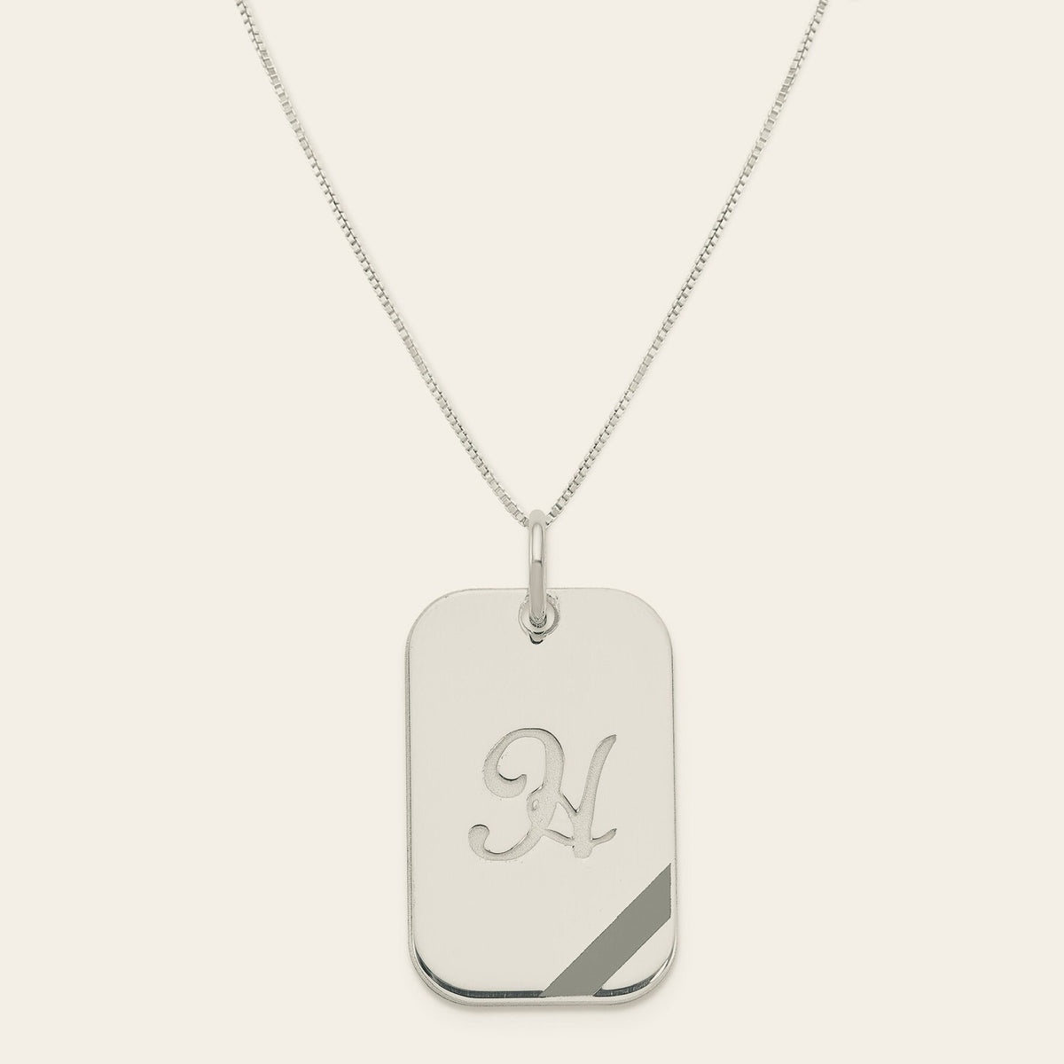 Personalized Initial Dog Tag with Epoxy Necklace (Multiple Colors Available) Gift Box Included