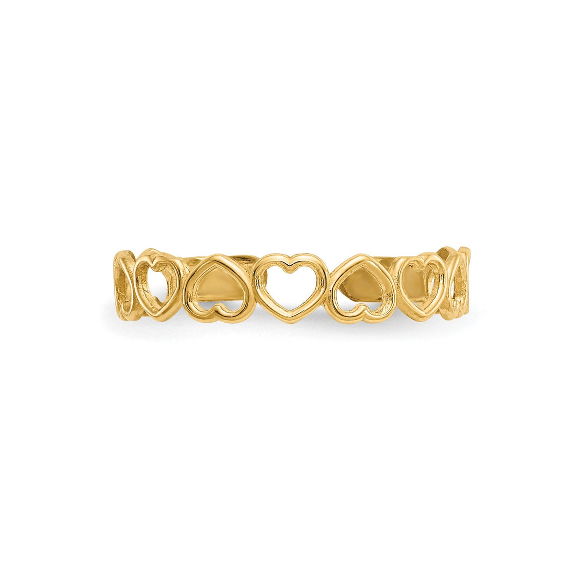 14k Yellow Gold Open Hearts Dainty Toe Ring 4mm Band- Gift Box Included (Very Thin & Dainty Toe Ring)