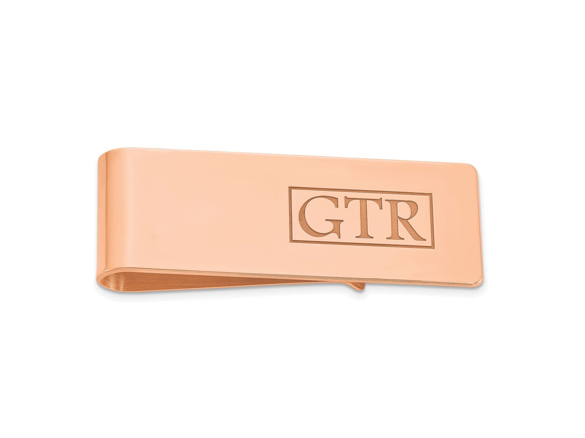 Rose Gold Monogram Money Clip Solid Rose Gold Plated Sterling Silver - Best Seller - MADE IN USA