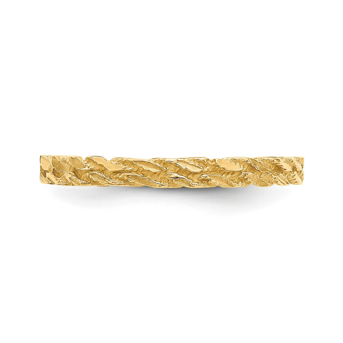 14k Yellow Gold Diamond-cut Textured Rope Band Ring 3mm- Made in USA - Gift Box Included - Size 4.75-8.75  Engraveable Ring