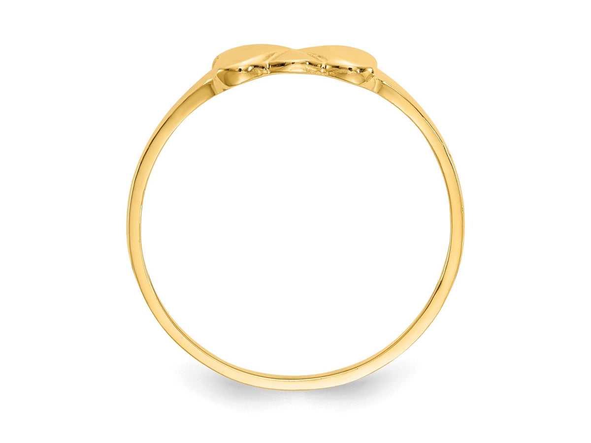 14k Yellow Gold Double Heart  Baby/Child Ring Size 2 Toddler Size  Ages 1 - 4  Gift Box Included