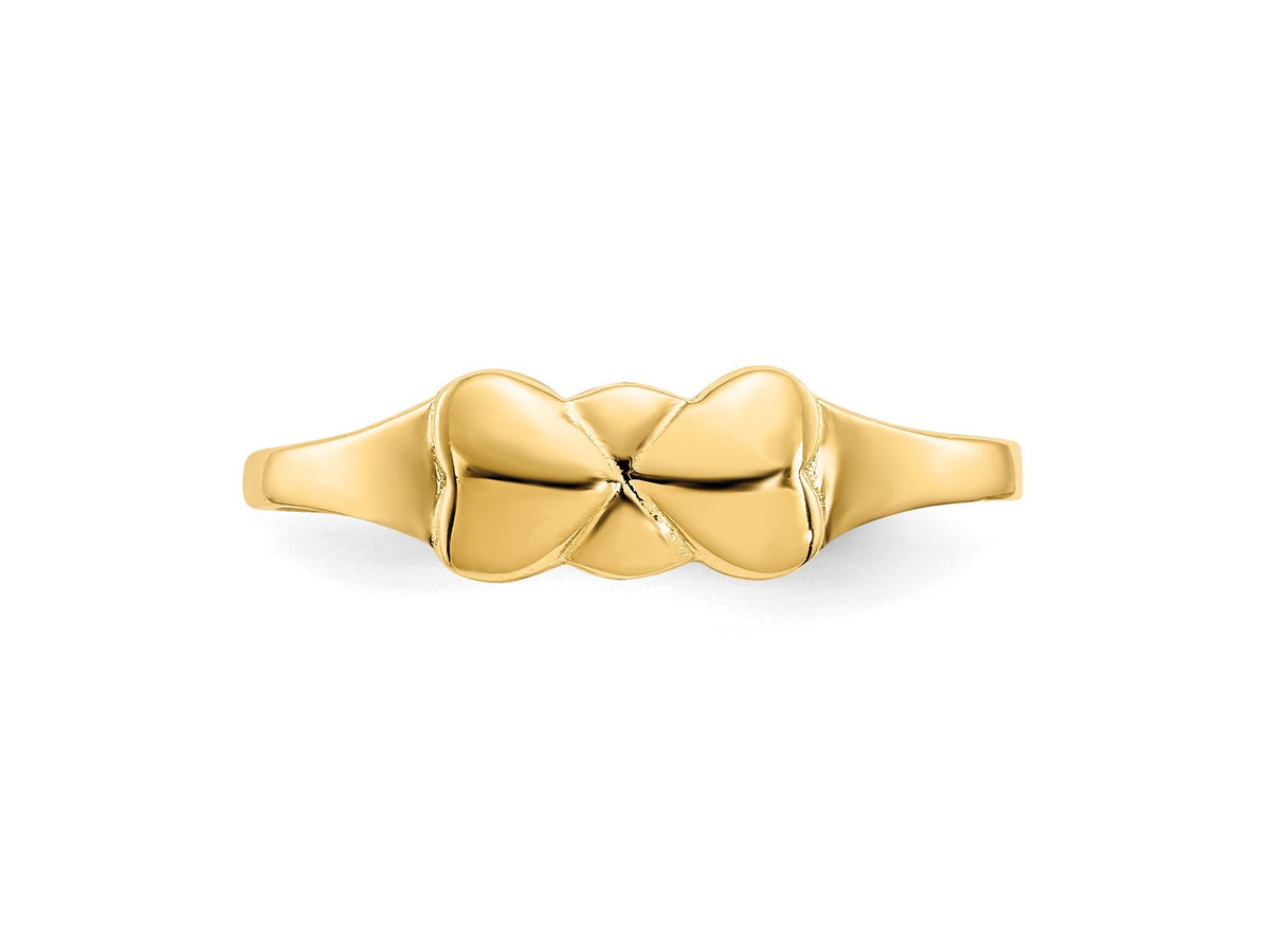 14k Yellow Gold Double Heart  Baby/Child Ring Size 2 Toddler Size  Ages 1 - 4  Gift Box Included