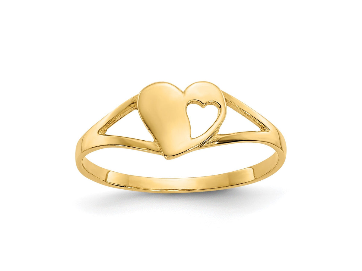 14k Yellow Gold Cut-Out  Heart Baby/Child Ring Size 2 Toddler Size  Ages 1 - 4  Gift Box Included