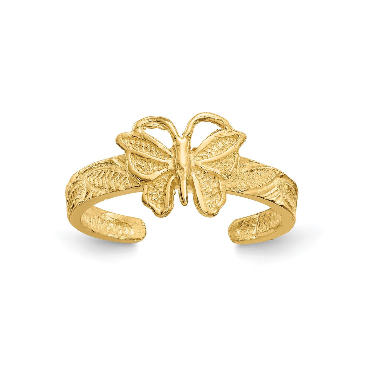 14k Butterfly Toe Ring Yellow Gold Solid Band- Gift Box Included - Made in USA