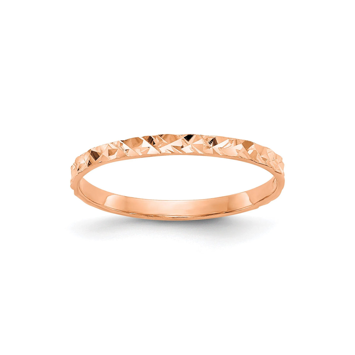 14k Rose Gold Baby Ring Diamond Cut  / Band Size 3 - Gift Box Included
