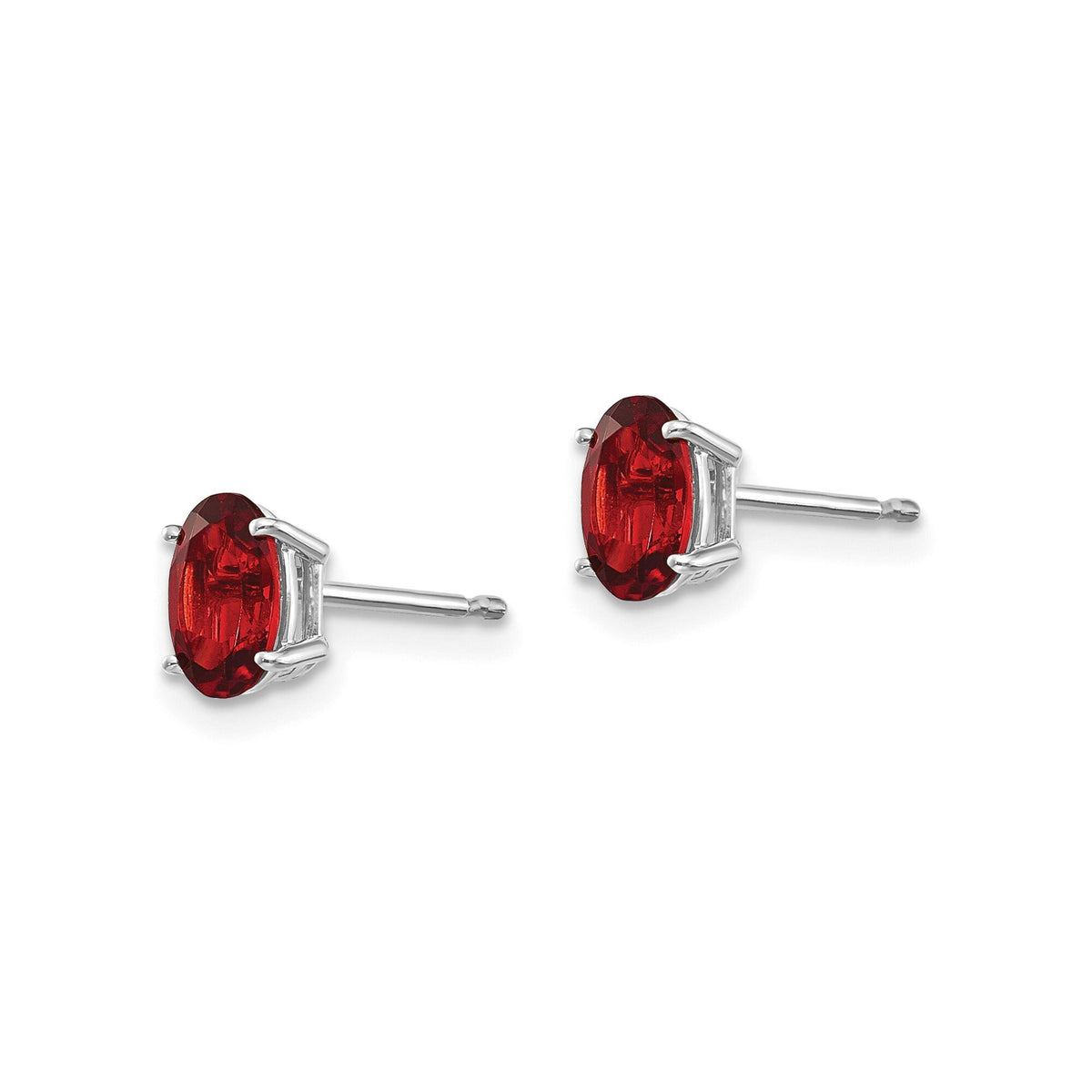 14k Yellow Gold or 14k White Gold 6x4mm Garnet Earrings January Birthstone Studs- Gift Box Included - Ships Next Business Day
