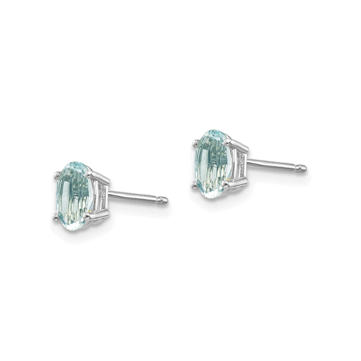 14k Yellow Gold or 14k White Gold 6x4mm Aquamarine Earrings March Birthstone Studs- Gift Box Included - Ships Next Business Day